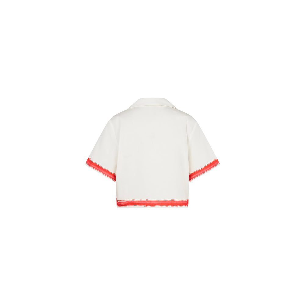 Short Sleeve Tie Up Shirt - Cherry Glaze