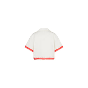 Short Sleeve Tie Up Shirt - Cherry Glaze