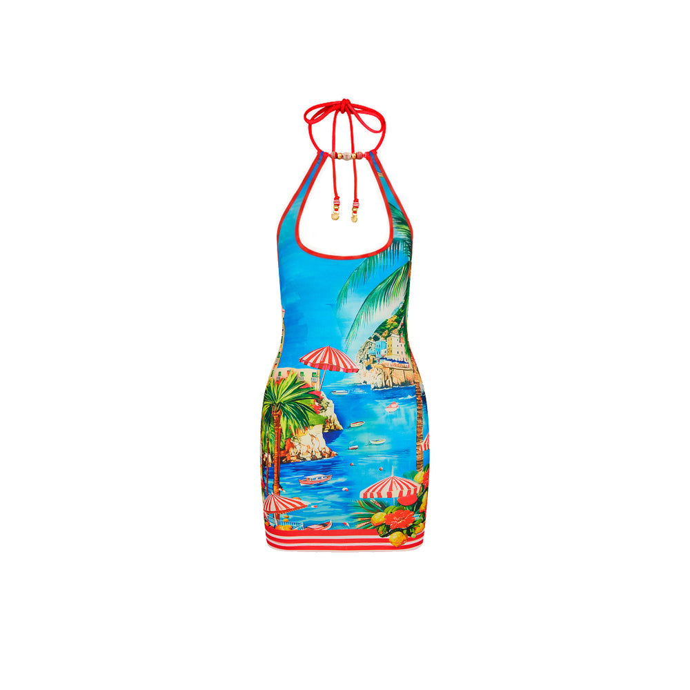 beaded halter mini dress Beaded Halter Mini Dress