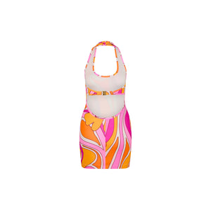 Halter Neck Mini Dress - Sunrise Swirl