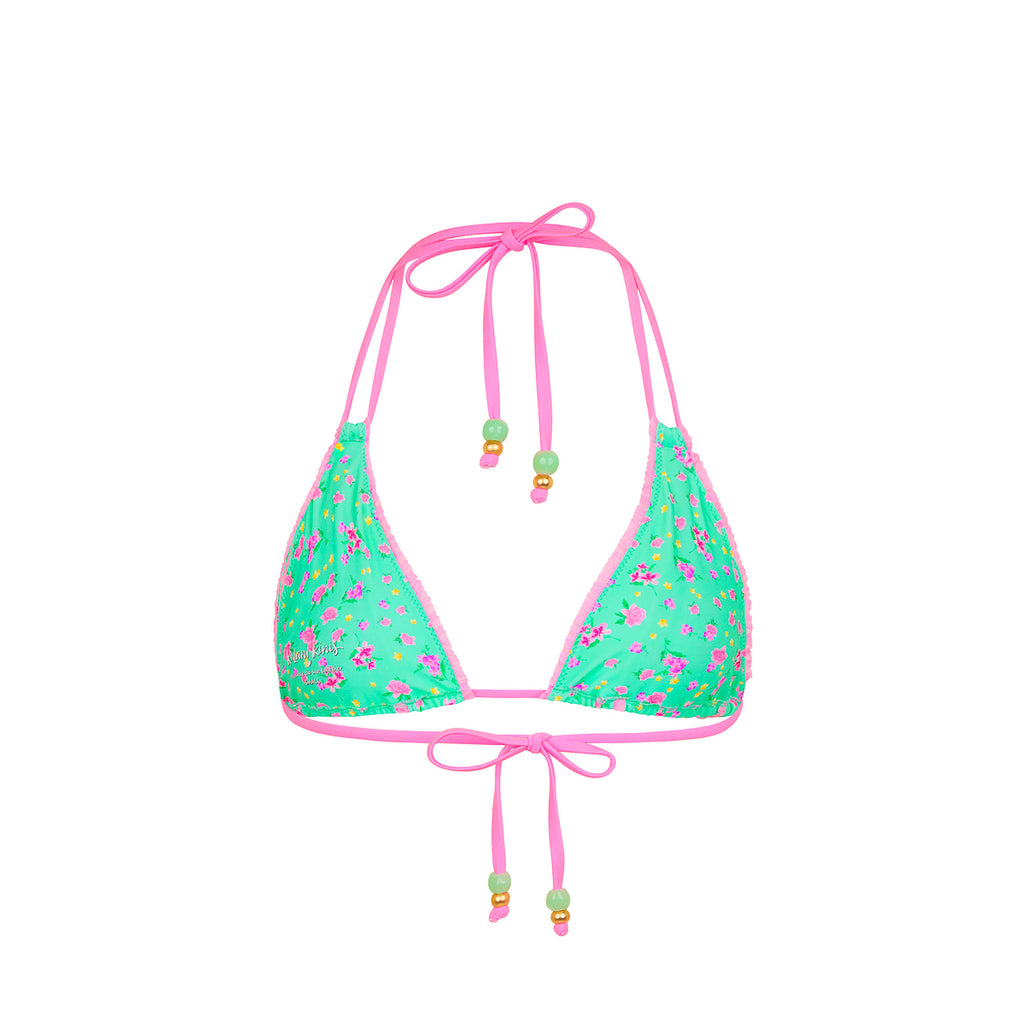 Decorative Panel Halter Bikini Top - Mint Macaron