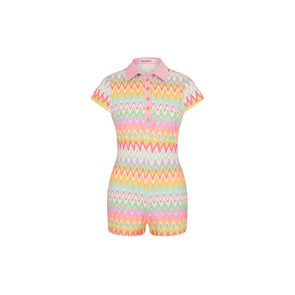 Terry Towelling Playsuit - Sunset Wave