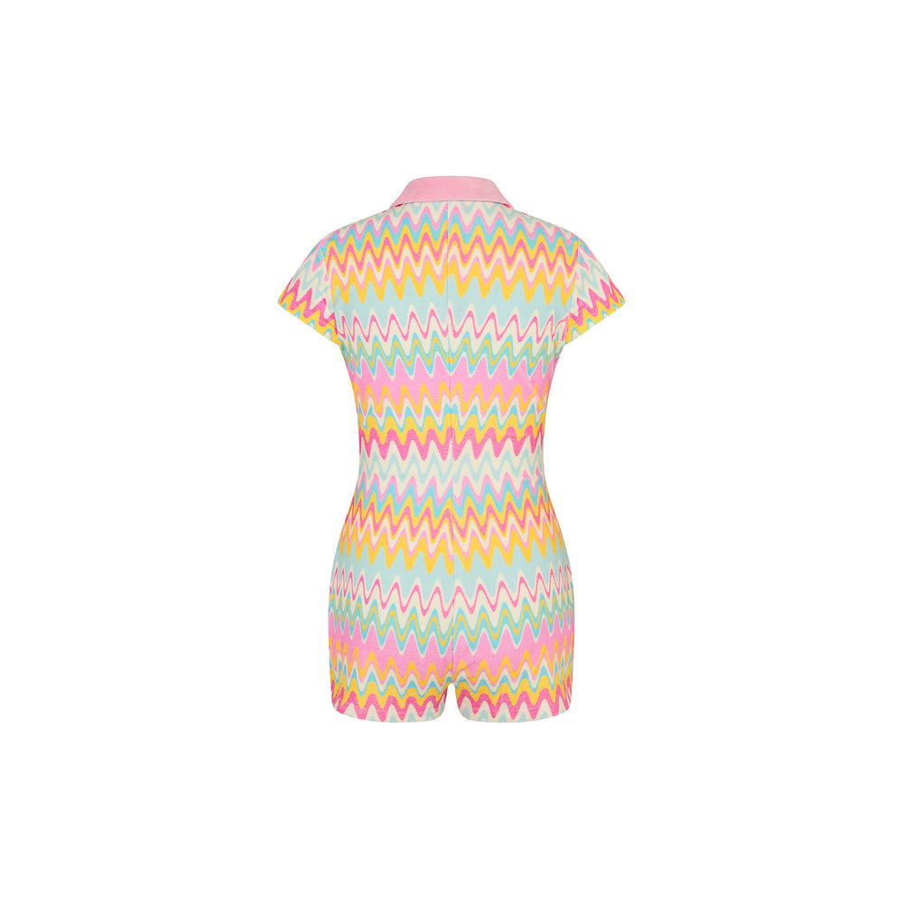Terry Towelling Playsuit - Sunset Wave