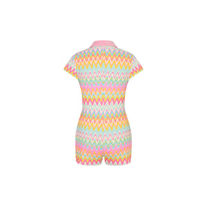 Terry Towelling Playsuit - Sunset Wave