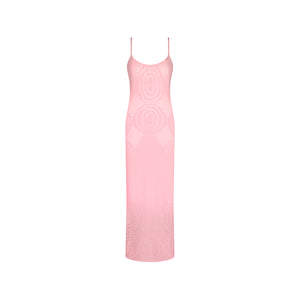 Crochet Lace Knit Maxi Dress - Pocket Pink