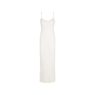 Crochet Lace Knit Maxi Dress - Whipped White