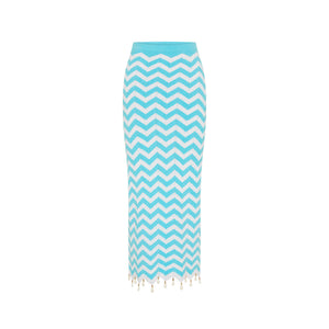 Chevron Knit Midi Skirt - Crystal Cove