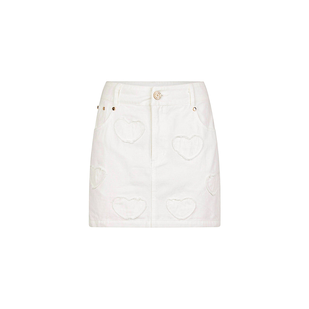 Applique Jean Mini Skirt - Chantilly Denim
