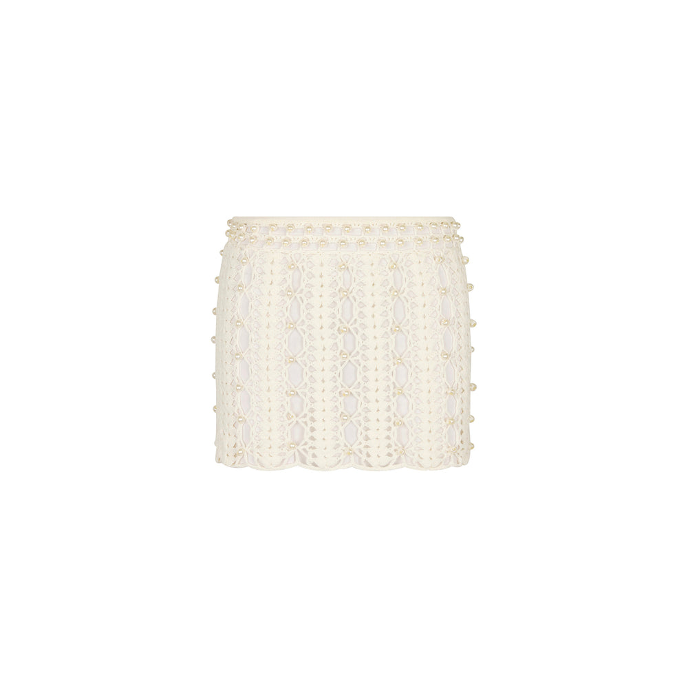 Pearl Knit Mini Skirt - Whipped White