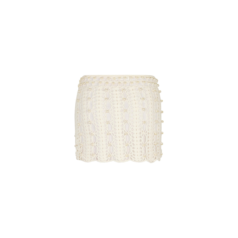 Pearl Knit Mini Skirt - Whipped White