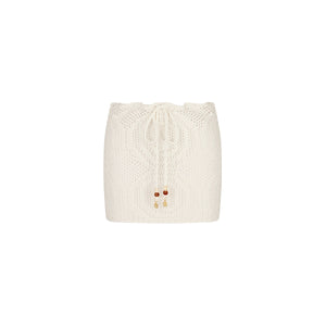 Crochet Lace Knit Mini Skirt - Whipped White