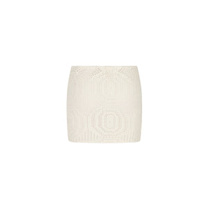 Crochet Lace Knit Mini Skirt - Whipped White