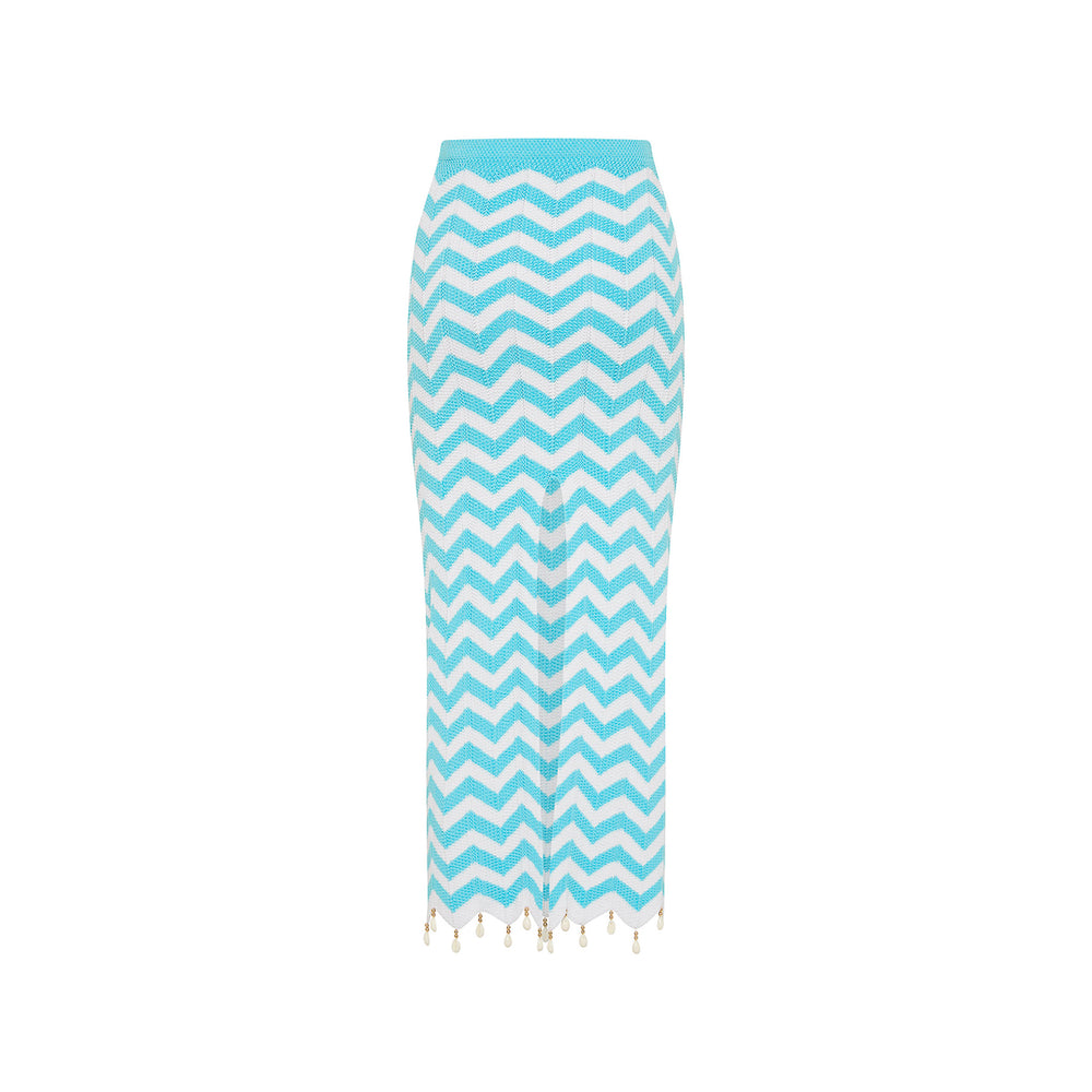 Chevron Knit Midi Skirt - Crystal Cove