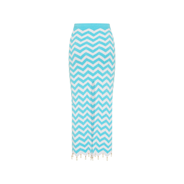Chevron Knit Midi Skirt - Crystal Cove