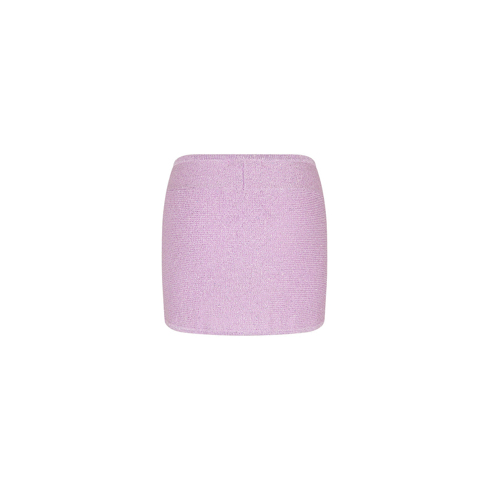 Mini Twist Knit Sarong Skirt - Lilac Glimmer