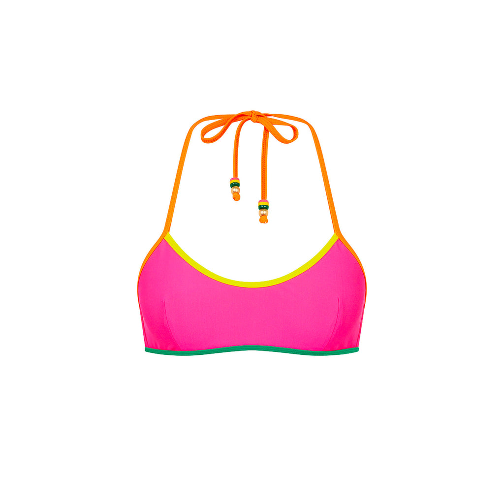 Bind Halter Crop Bikini Top - Passionfruit Punch