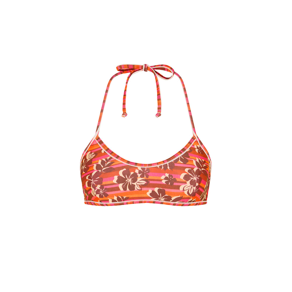 Double Bind Crop Halter Bikini Top - Sunkissed Stripe