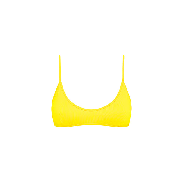 Minimal Tie Back Bikini Top - Sunshine Yellow Ribbed