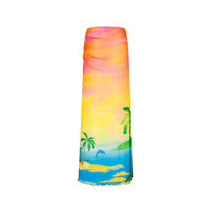 Split Mesh Maxi Skirt - Bahama Breeze