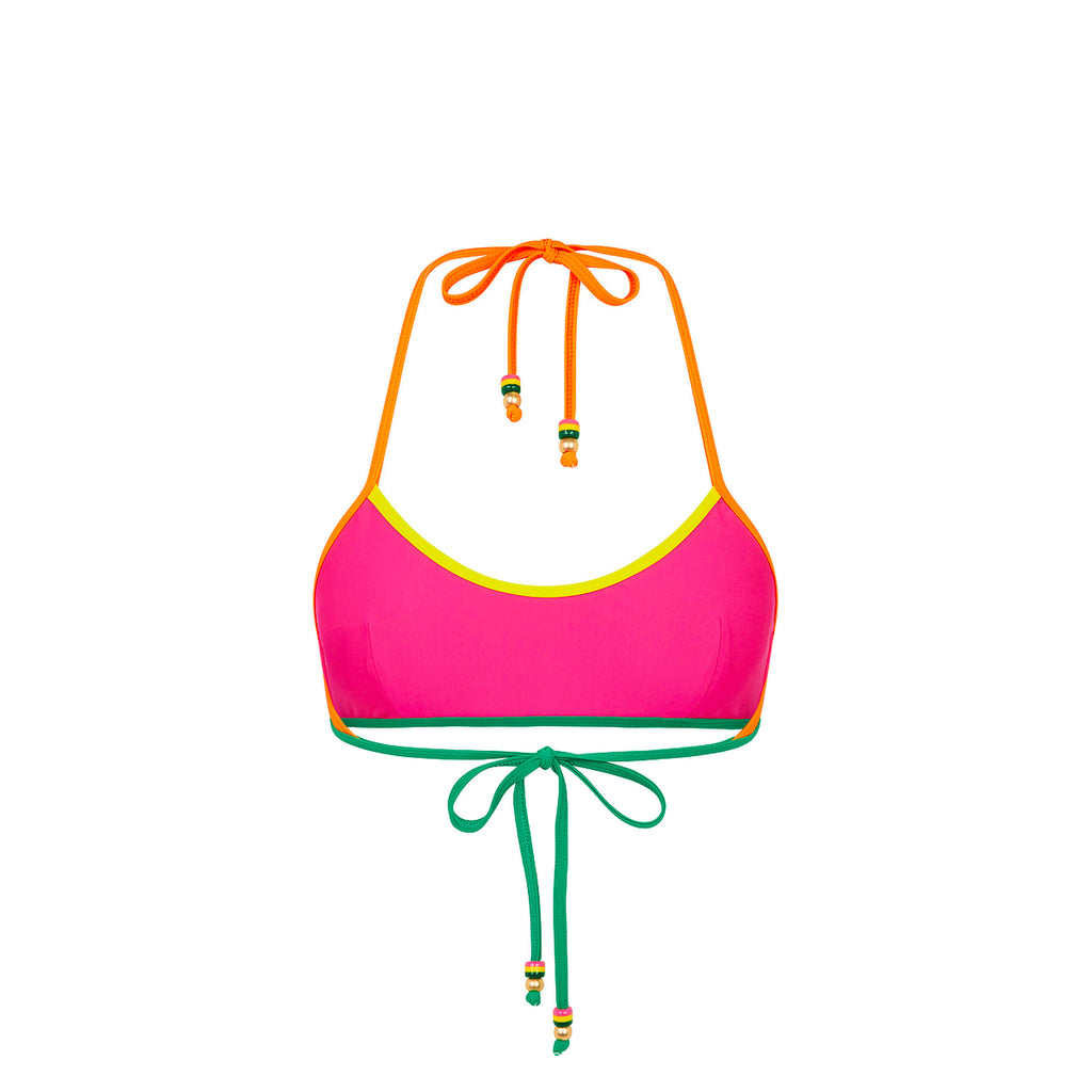 Bind Halter Crop Bikini Top - Passionfruit Punch