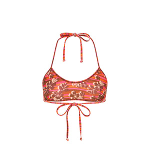 Double Bind Crop Halter Bikini Top - Sunkissed Stripe