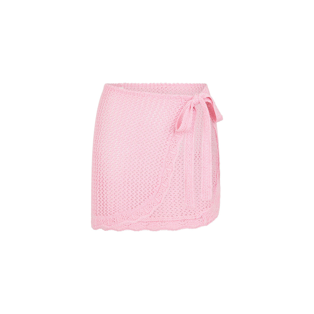 Crochet Knit Mini Sarong - Strawberry Glaze