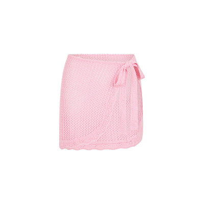 Crochet Knit Mini Sarong - Strawberry Glaze