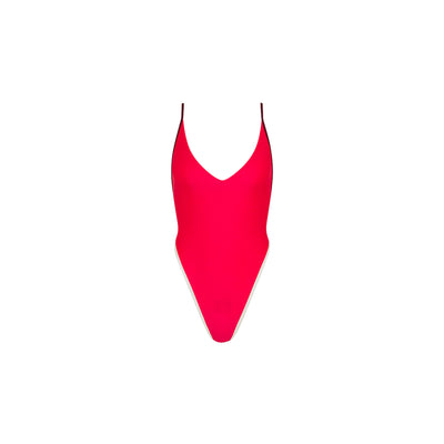 Plunge Cross Back One Piece - Cherry Cola