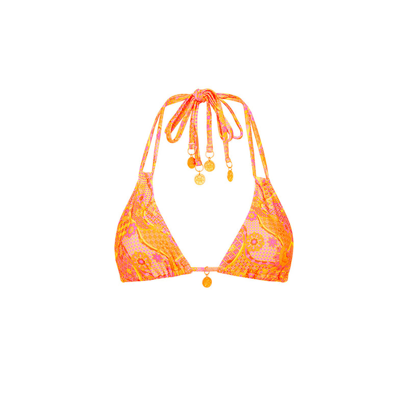 Halter Bralette Bikini Top - Citrus Sunrise