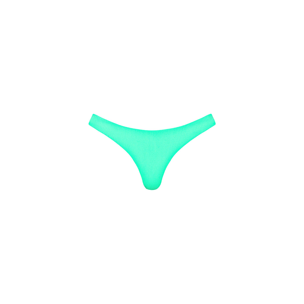 Minimal Full Coverage Bikini Bottom - Turquoise Mint Ribbed