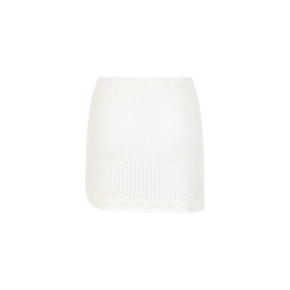 Crochet Knit Mini Sarong - Ivory
