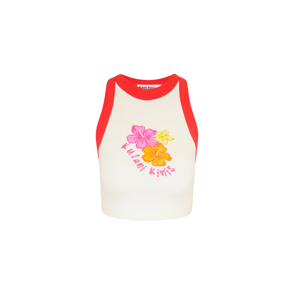 Bind Crop Tank Top - Hibiscus Kisses