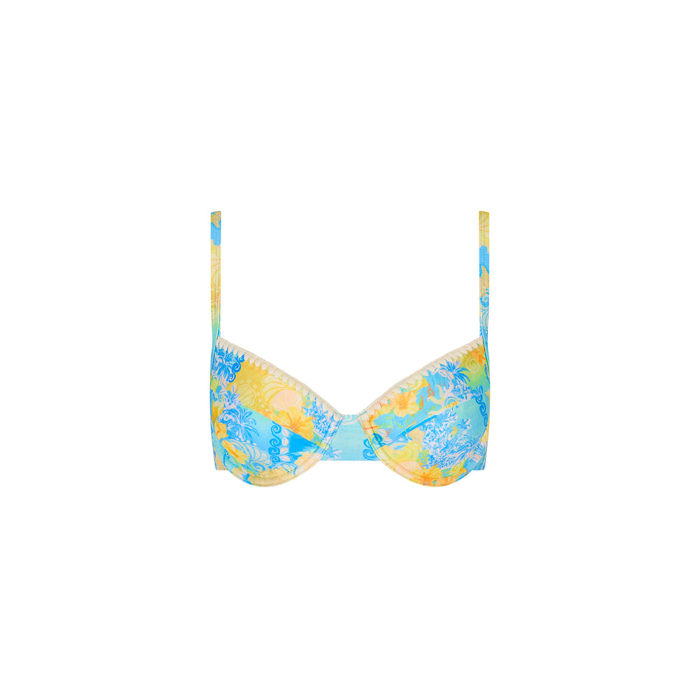 Simple Crochet Ditzy Underwire Bikini Top - Limoncello Lagoon