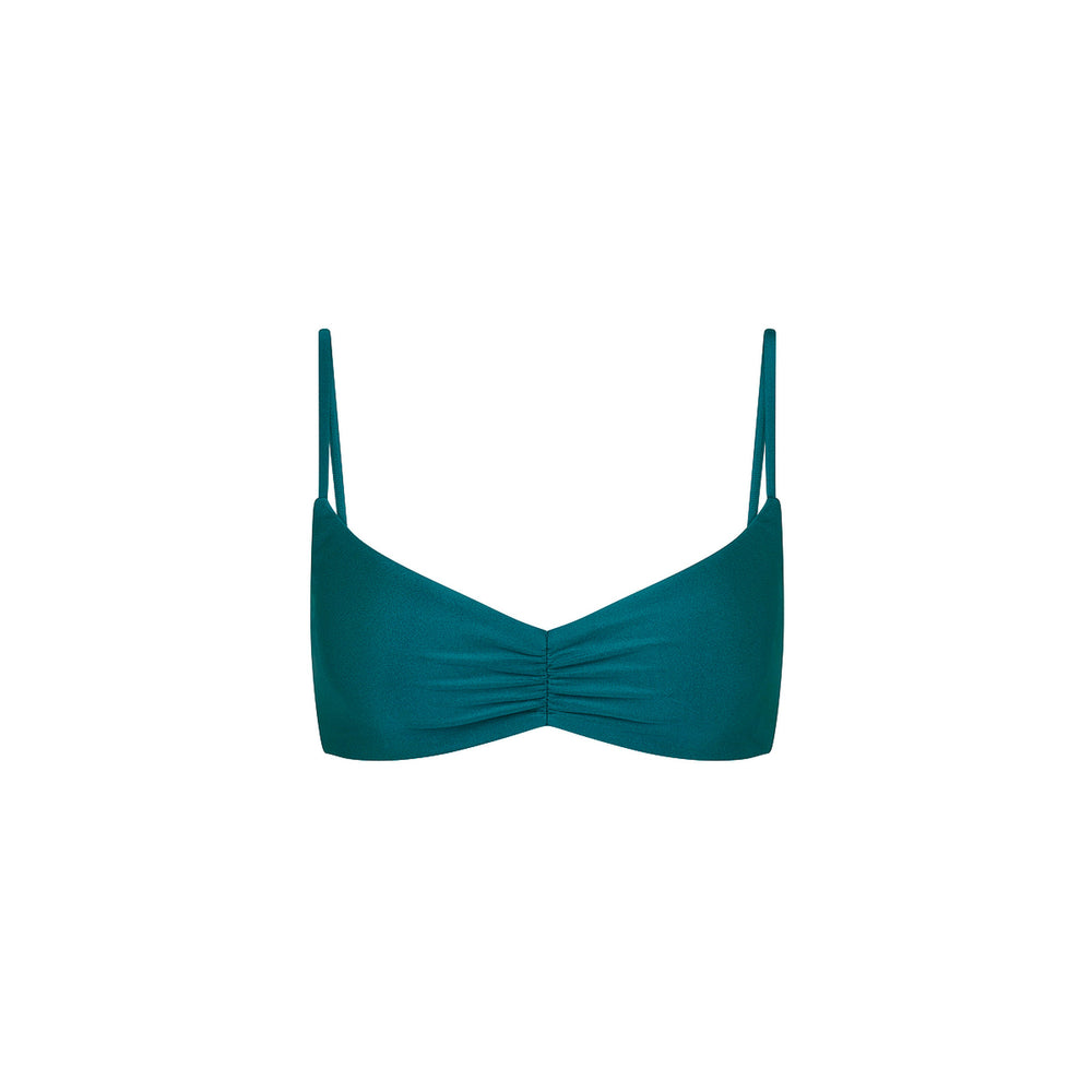Gathered Mini Crop Bikini Top - Laguna Haze