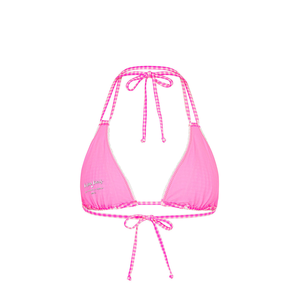 Decorative Panel Halter Bikini Top - Pink Diva