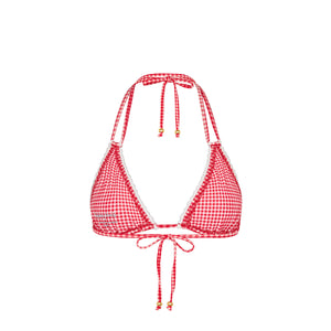 Scallop Crochet Halter Bikini Top - Strawberry Siesta