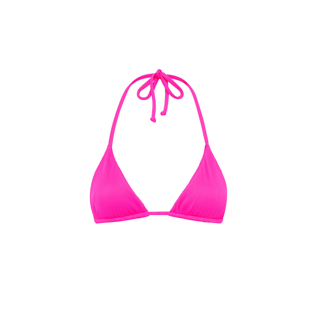 Slide Triangle Bikini Top - Flamingo Pink Ribbed