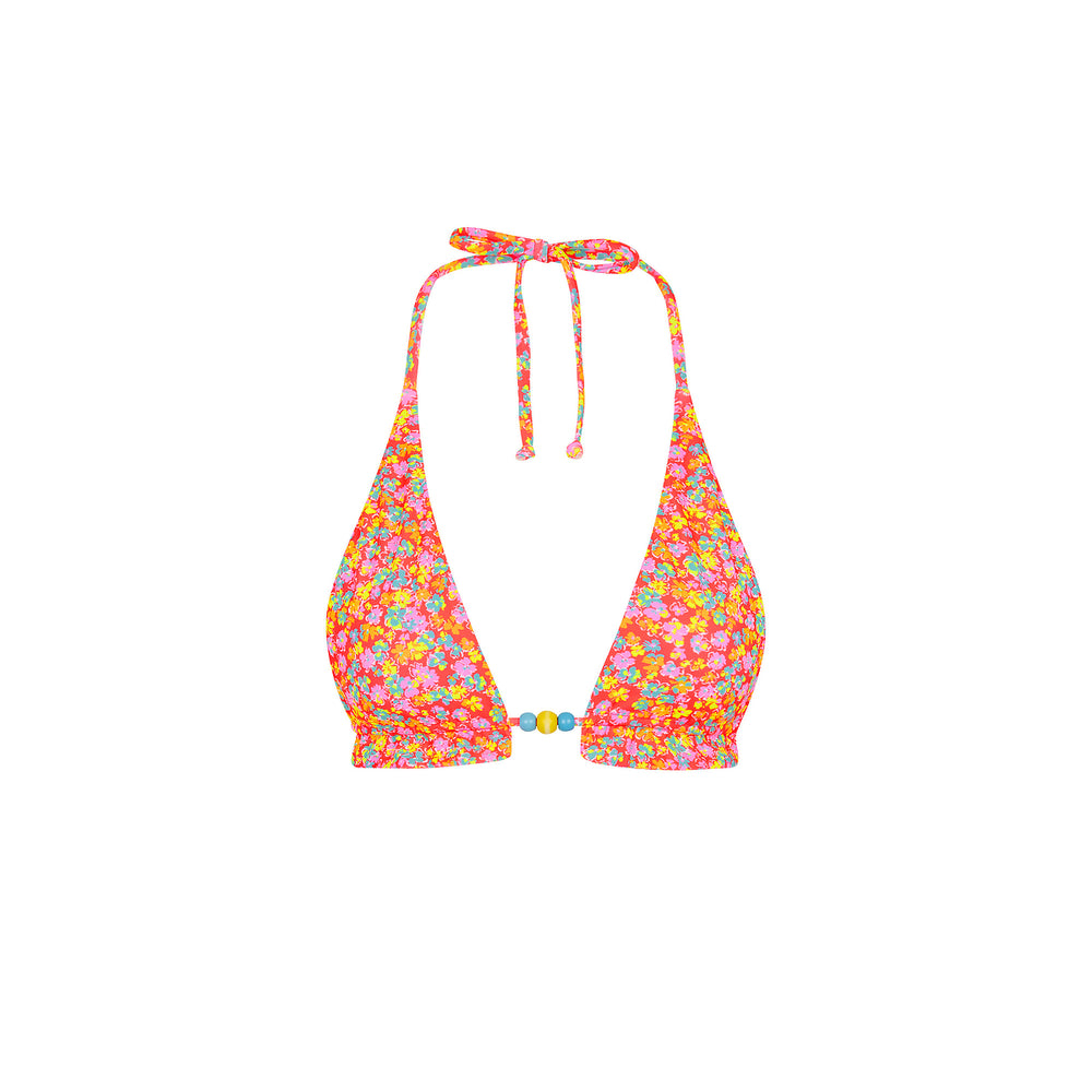 Frill Halter Bralette Bikini Top - Bubble Pop
