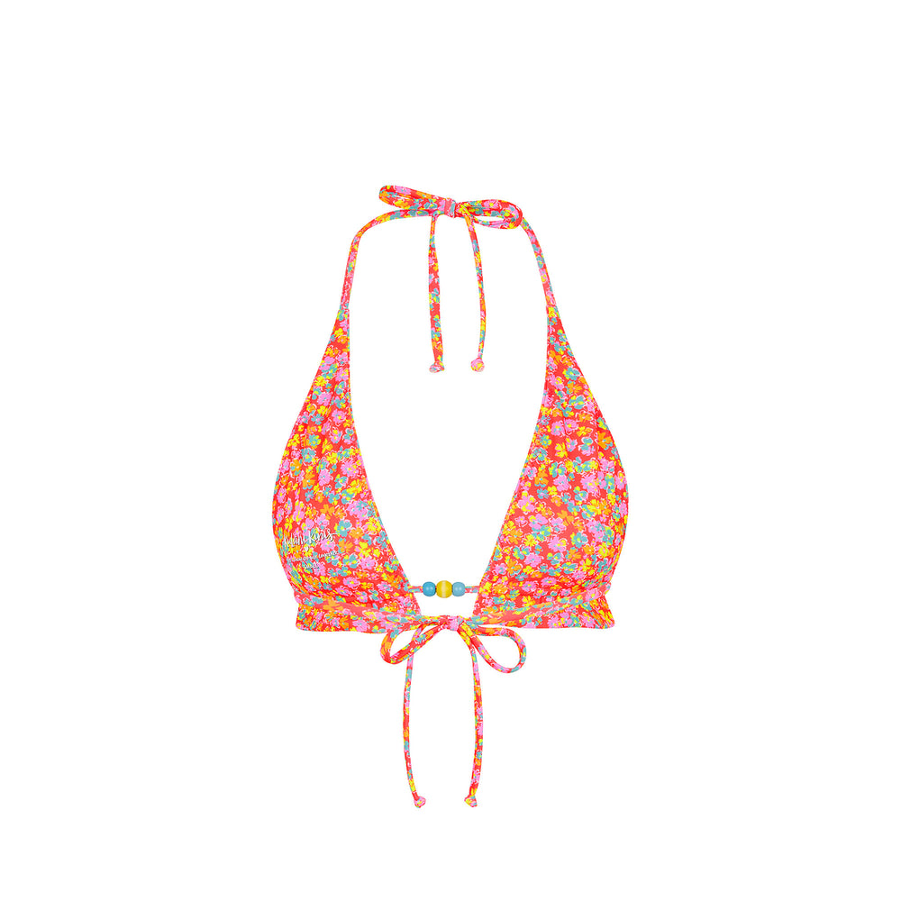Frill Halter Bralette Bikini Top - Bubble Pop