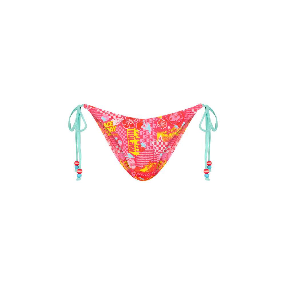 Dipped Cheeky Tie Bikini Bottom - Pitstop Paradise