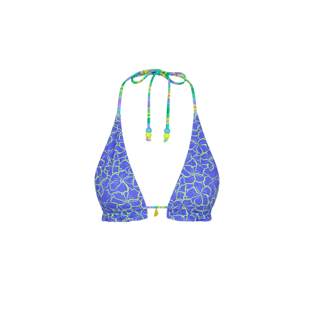 Frill Halter Bralette Bikini Top - Sugar Wave