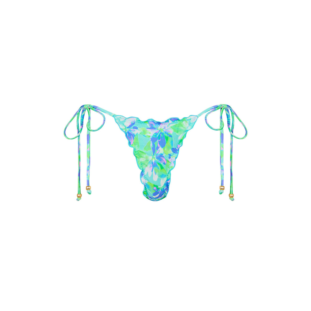 Lettuce Edge Thong Tie Bikini Bottom - Monaco Whispers