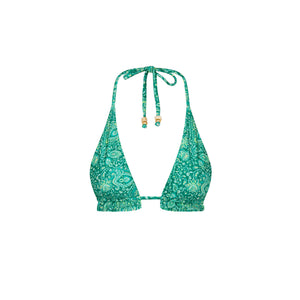 Frill Halter Bralette Bikini Top - Emerald Aura