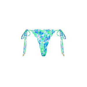 Lettuce Edge Thong Tie Bikini Bottom - Monaco Whispers