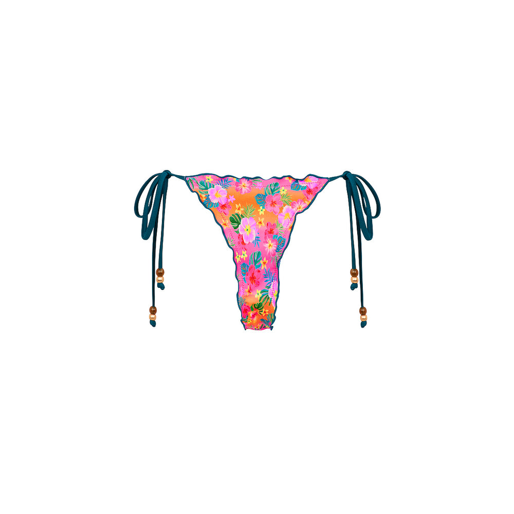 Lettuce Edge Thong Tie Bikini Bottom - Summer Glow