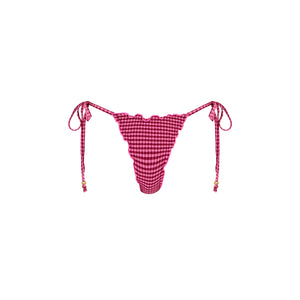 Lettuce Edge Thong Tie Bikini Bottom - Cherry Kiss