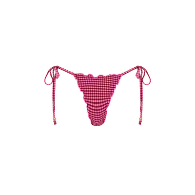 Lettuce Edge Thong Tie Bikini Bottom - Cherry Kiss