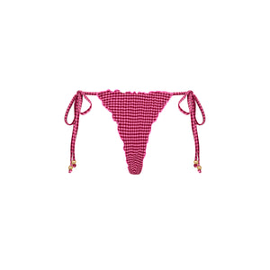 Lettuce Edge Thong Tie Bikini Bottom - Cherry Kiss
