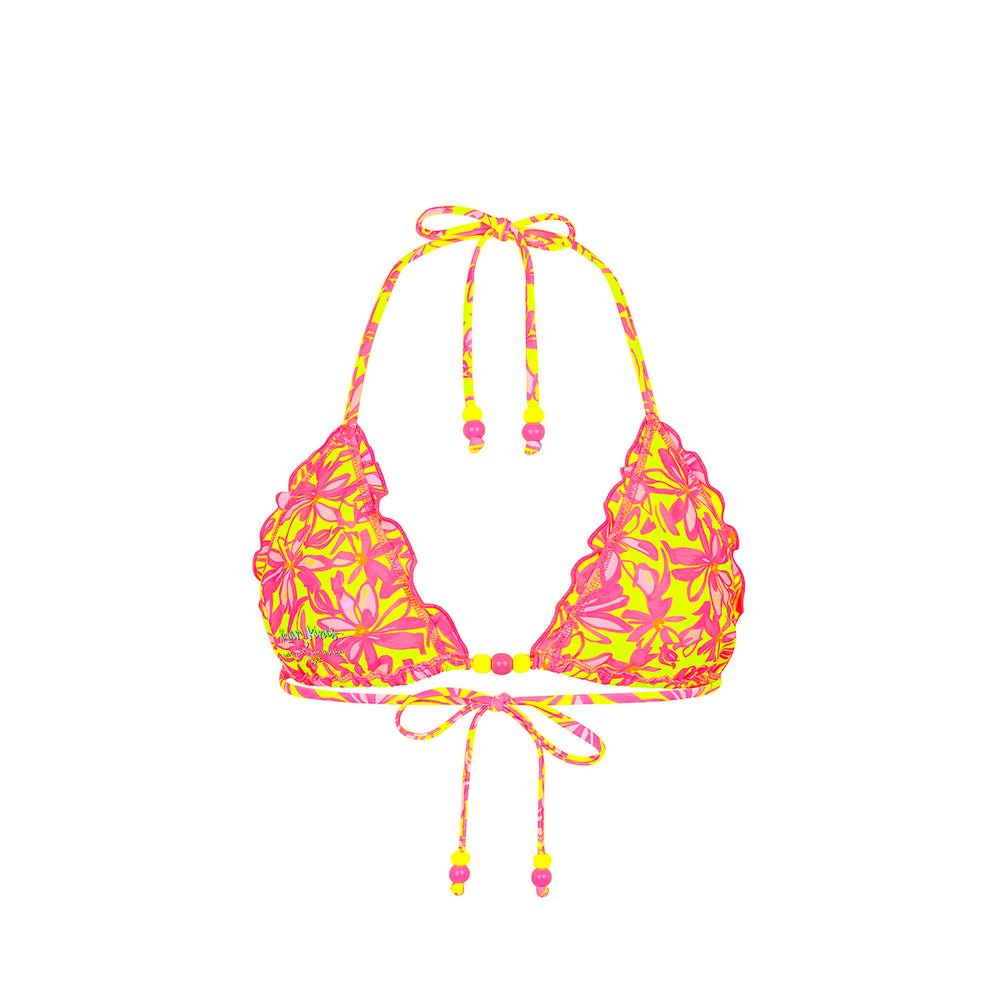 Lettuce Edge Bralette Bikini Top - Sherbet Skies