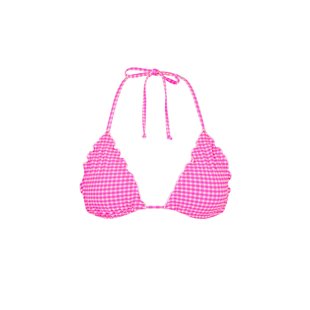 Lettuce Edge Bralette Bikini Top - Pink Diva